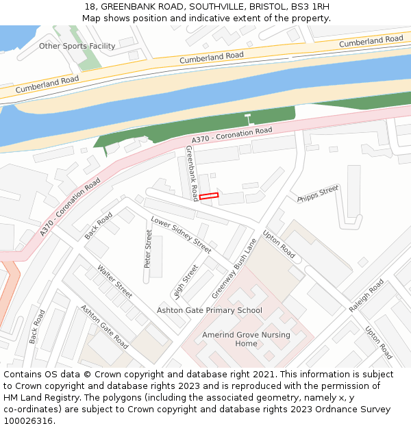 18, GREENBANK ROAD, SOUTHVILLE, BRISTOL, BS3 1RH: Location map and indicative extent of plot
