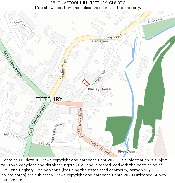 18, GUMSTOOL HILL, TETBURY, GL8 8DG: Location map and indicative extent of plot
