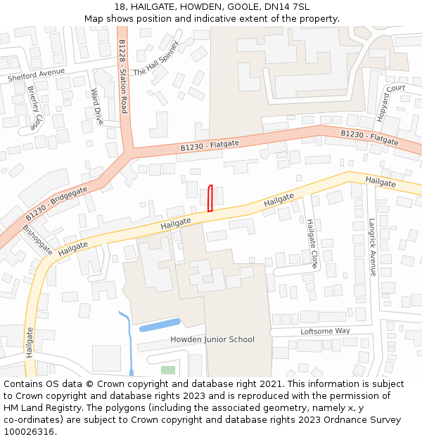 18, HAILGATE, HOWDEN, GOOLE, DN14 7SL: Location map and indicative extent of plot