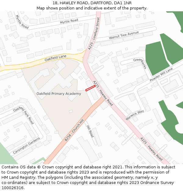 18, HAWLEY ROAD, DARTFORD, DA1 1NR: Location map and indicative extent of plot