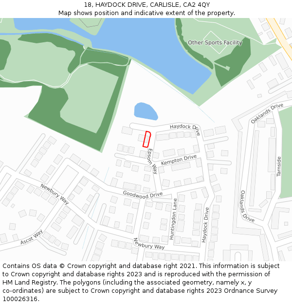 18, HAYDOCK DRIVE, CARLISLE, CA2 4QY: Location map and indicative extent of plot