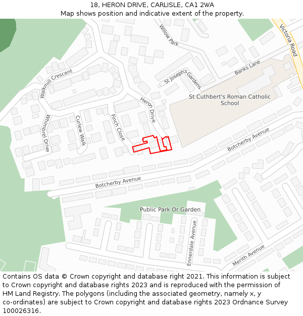 18, HERON DRIVE, CARLISLE, CA1 2WA: Location map and indicative extent of plot