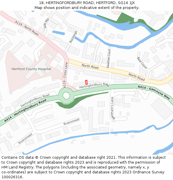 18, HERTINGFORDBURY ROAD, HERTFORD, SG14 1JX: Location map and indicative extent of plot
