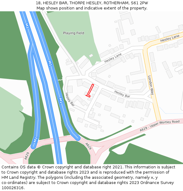 18, HESLEY BAR, THORPE HESLEY, ROTHERHAM, S61 2PW: Location map and indicative extent of plot