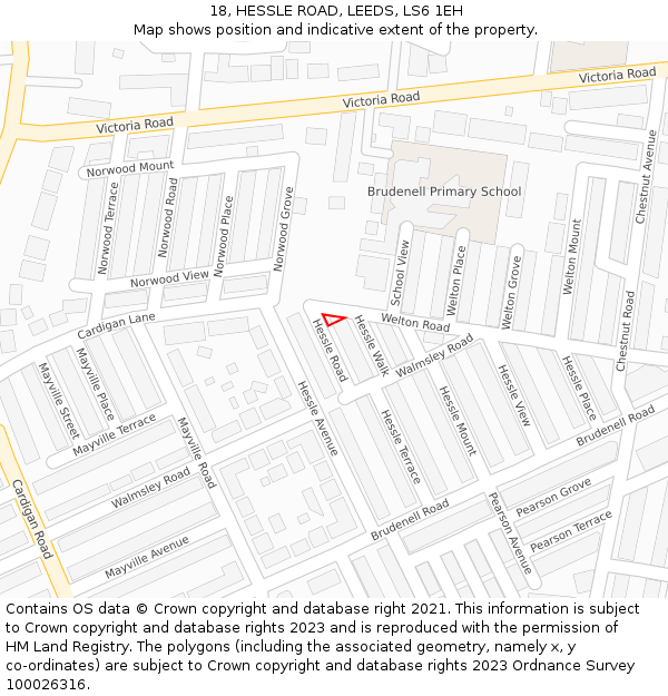 18, HESSLE ROAD, LEEDS, LS6 1EH: Location map and indicative extent of plot