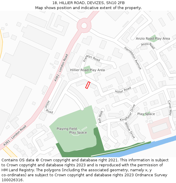 18, HILLIER ROAD, DEVIZES, SN10 2FB: Location map and indicative extent of plot