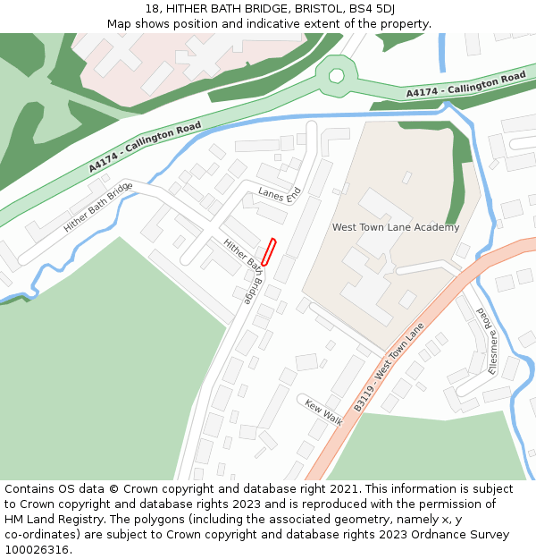 18, HITHER BATH BRIDGE, BRISTOL, BS4 5DJ: Location map and indicative extent of plot
