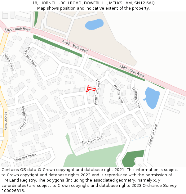 18, HORNCHURCH ROAD, BOWERHILL, MELKSHAM, SN12 6AQ: Location map and indicative extent of plot