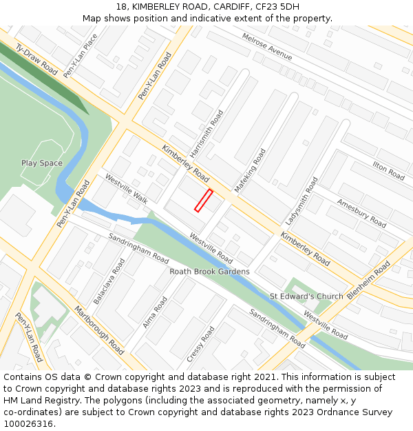 18, KIMBERLEY ROAD, CARDIFF, CF23 5DH: Location map and indicative extent of plot