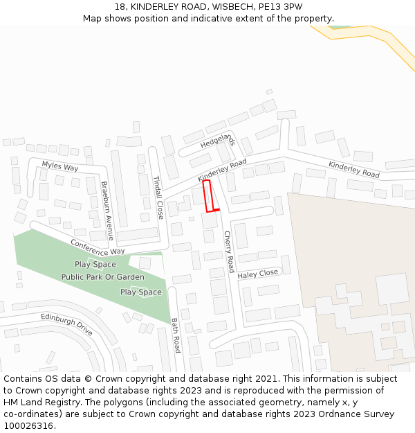 18, KINDERLEY ROAD, WISBECH, PE13 3PW: Location map and indicative extent of plot