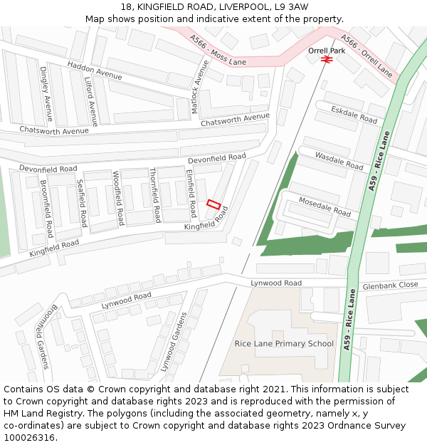 18, KINGFIELD ROAD, LIVERPOOL, L9 3AW: Location map and indicative extent of plot