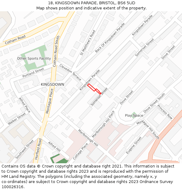18, KINGSDOWN PARADE, BRISTOL, BS6 5UD: Location map and indicative extent of plot
