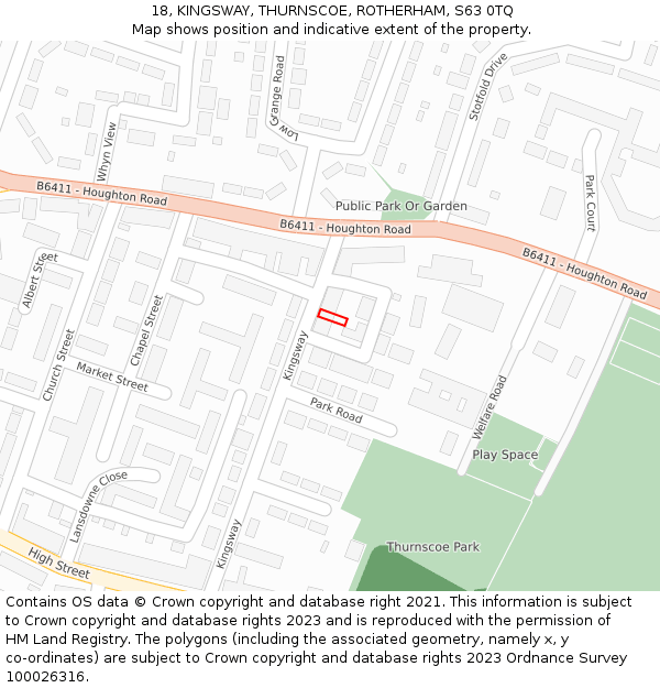 18, KINGSWAY, THURNSCOE, ROTHERHAM, S63 0TQ: Location map and indicative extent of plot
