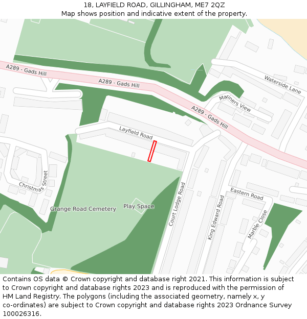 18, LAYFIELD ROAD, GILLINGHAM, ME7 2QZ: Location map and indicative extent of plot