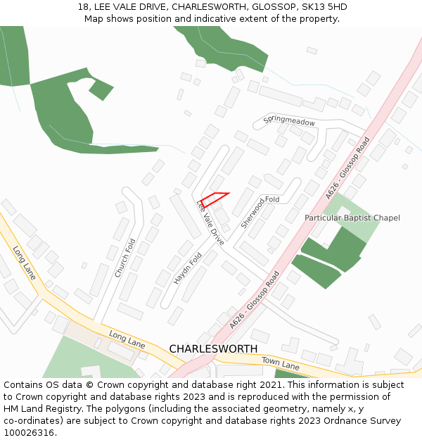 18, LEE VALE DRIVE, CHARLESWORTH, GLOSSOP, SK13 5HD: Location map and indicative extent of plot