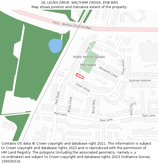 18, LEVEN DRIVE, WALTHAM CROSS, EN8 8AN: Location map and indicative extent of plot