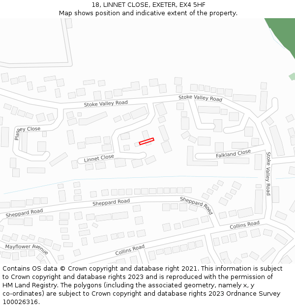 18, LINNET CLOSE, EXETER, EX4 5HF: Location map and indicative extent of plot
