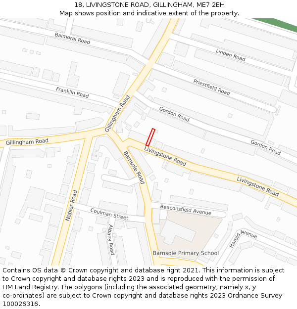 18, LIVINGSTONE ROAD, GILLINGHAM, ME7 2EH: Location map and indicative extent of plot