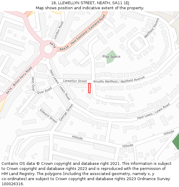 18, LLEWELLYN STREET, NEATH, SA11 1EJ: Location map and indicative extent of plot