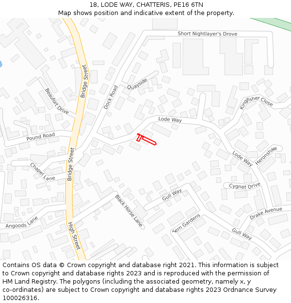 18, LODE WAY, CHATTERIS, PE16 6TN: Location map and indicative extent of plot
