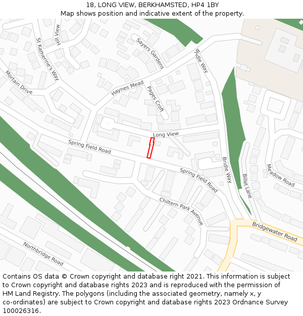 18, LONG VIEW, BERKHAMSTED, HP4 1BY: Location map and indicative extent of plot