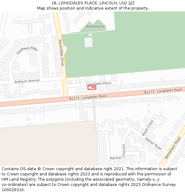 18, LONGDALES PLACE, LINCOLN, LN2 2JZ: Location map and indicative extent of plot