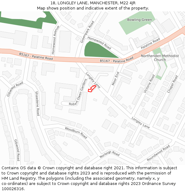 18, LONGLEY LANE, MANCHESTER, M22 4JR: Location map and indicative extent of plot