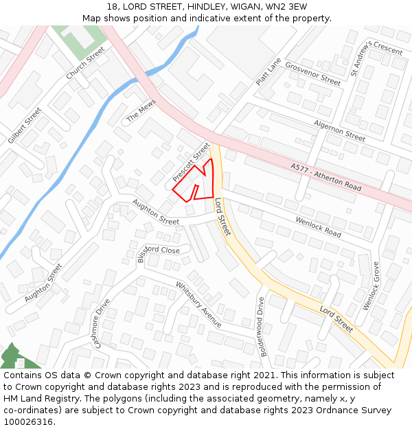 18, LORD STREET, HINDLEY, WIGAN, WN2 3EW: Location map and indicative extent of plot