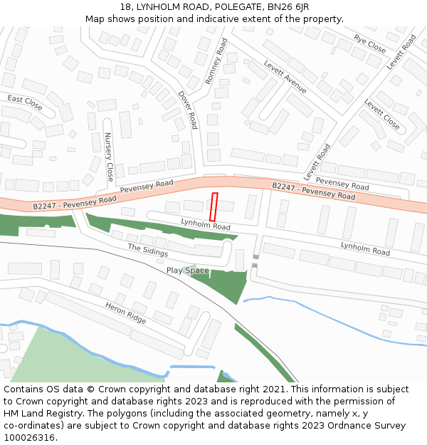 18, LYNHOLM ROAD, POLEGATE, BN26 6JR: Location map and indicative extent of plot