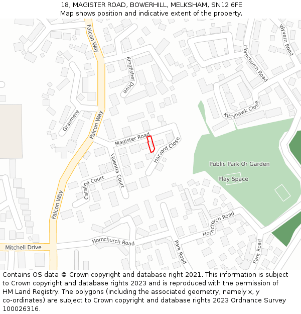18, MAGISTER ROAD, BOWERHILL, MELKSHAM, SN12 6FE: Location map and indicative extent of plot