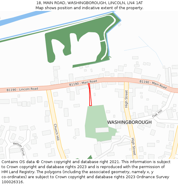 18, MAIN ROAD, WASHINGBOROUGH, LINCOLN, LN4 1AT: Location map and indicative extent of plot