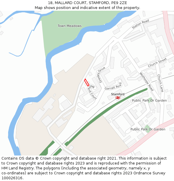 18, MALLARD COURT, STAMFORD, PE9 2ZE: Location map and indicative extent of plot