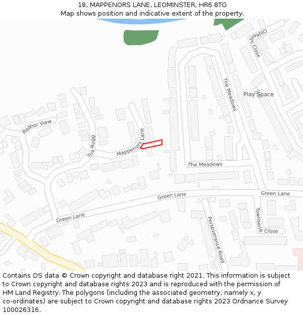 18, MAPPENORS LANE, LEOMINSTER, HR6 8TG: Location map and indicative extent of plot