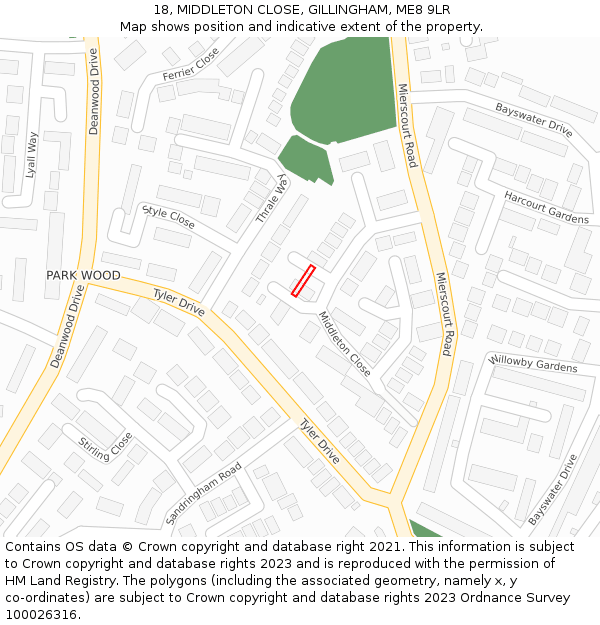 18, MIDDLETON CLOSE, GILLINGHAM, ME8 9LR: Location map and indicative extent of plot