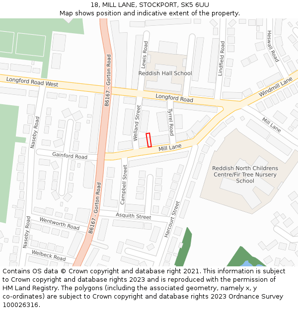 18, MILL LANE, STOCKPORT, SK5 6UU: Location map and indicative extent of plot