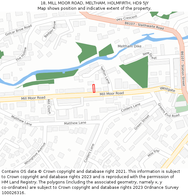 18, MILL MOOR ROAD, MELTHAM, HOLMFIRTH, HD9 5JY: Location map and indicative extent of plot