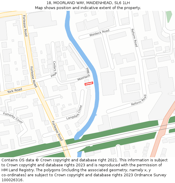 18, MOORLAND WAY, MAIDENHEAD, SL6 1LH: Location map and indicative extent of plot