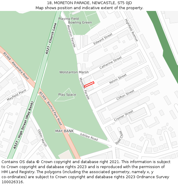 18, MORETON PARADE, NEWCASTLE, ST5 0JD: Location map and indicative extent of plot