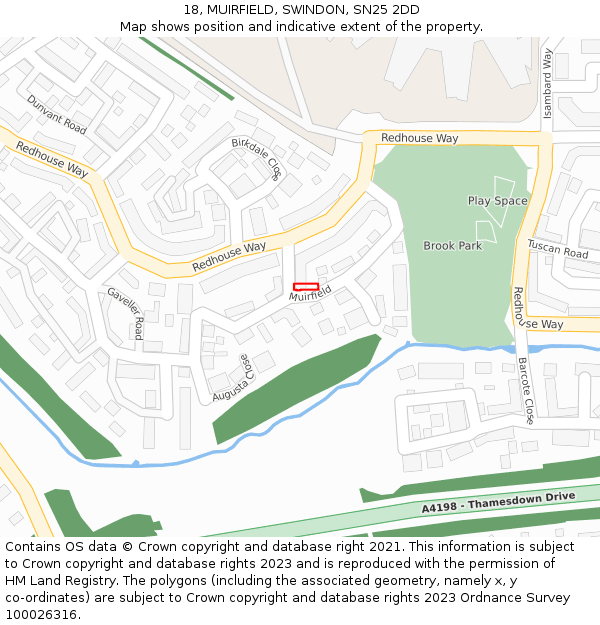 18, MUIRFIELD, SWINDON, SN25 2DD: Location map and indicative extent of plot