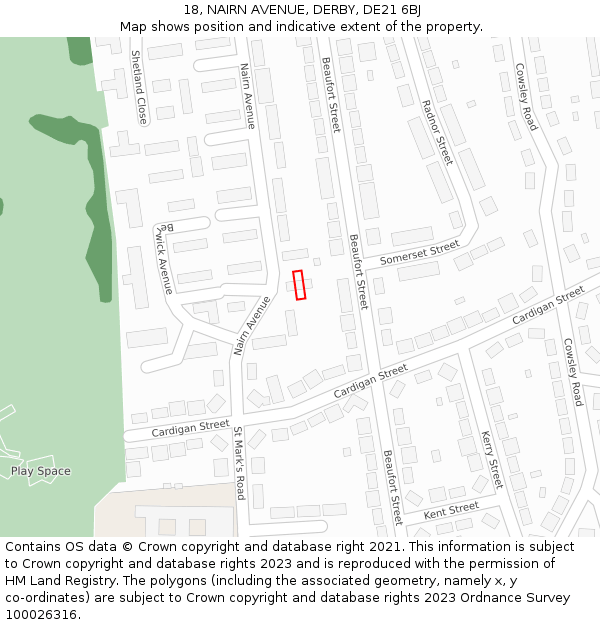 18, NAIRN AVENUE, DERBY, DE21 6BJ: Location map and indicative extent of plot