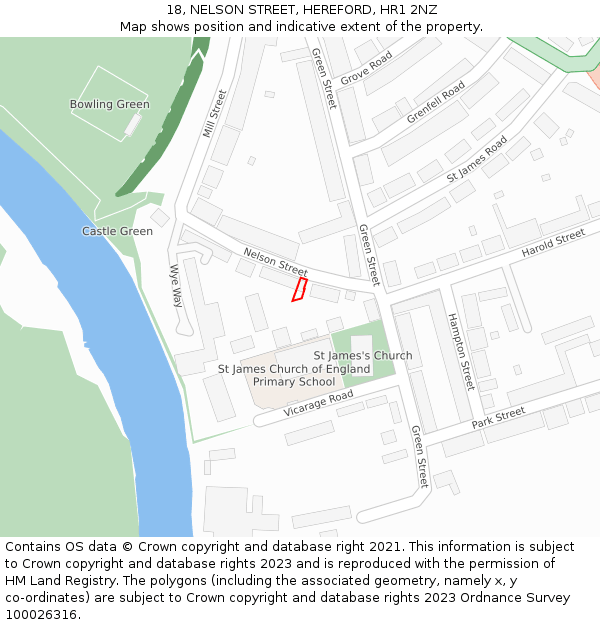 18, NELSON STREET, HEREFORD, HR1 2NZ: Location map and indicative extent of plot