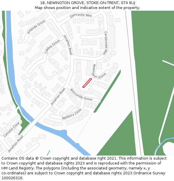 18, NEWINGTON GROVE, STOKE-ON-TRENT, ST4 8UJ: Location map and indicative extent of plot