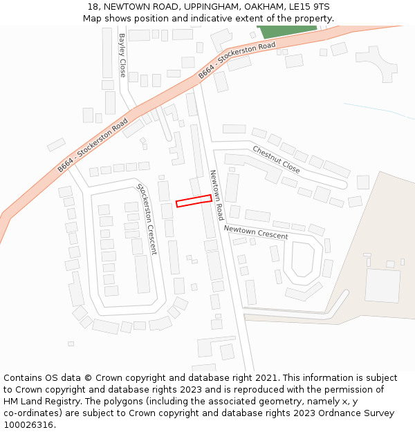 18, NEWTOWN ROAD, UPPINGHAM, OAKHAM, LE15 9TS: Location map and indicative extent of plot