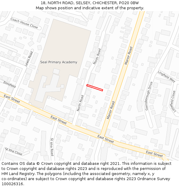 18, NORTH ROAD, SELSEY, CHICHESTER, PO20 0BW: Location map and indicative extent of plot