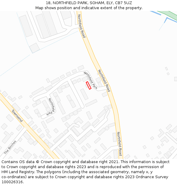 18, NORTHFIELD PARK, SOHAM, ELY, CB7 5UZ: Location map and indicative extent of plot