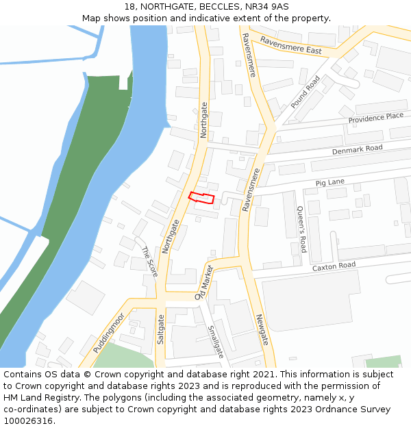 18, NORTHGATE, BECCLES, NR34 9AS: Location map and indicative extent of plot
