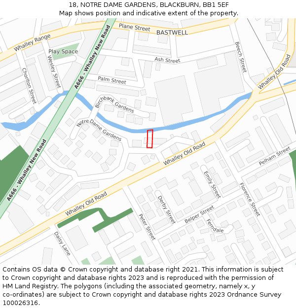 18, NOTRE DAME GARDENS, BLACKBURN, BB1 5EF: Location map and indicative extent of plot