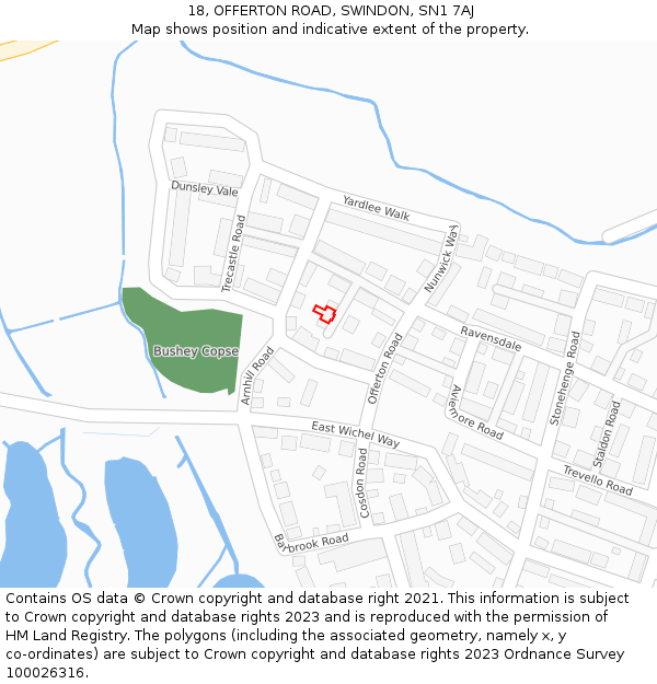 18, OFFERTON ROAD, SWINDON, SN1 7AJ: Location map and indicative extent of plot