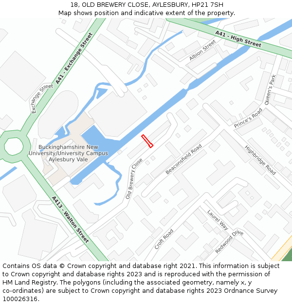 18, OLD BREWERY CLOSE, AYLESBURY, HP21 7SH: Location map and indicative extent of plot