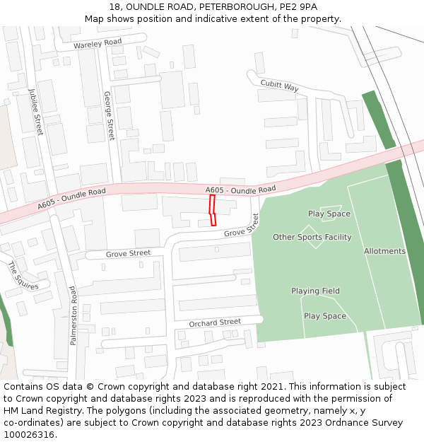 18, OUNDLE ROAD, PETERBOROUGH, PE2 9PA: Location map and indicative extent of plot